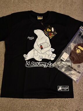 A Bathing Ape x Coca-Cola Black Polar Bear Graphic Tee - Kids